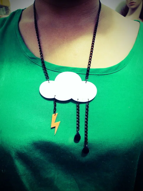 New Arrival Exaggerated Cloud Acrylic Pendant Necklace Lighting Raindrop Tassel Chain for Women Men Fashion Jewelry | Украшения и