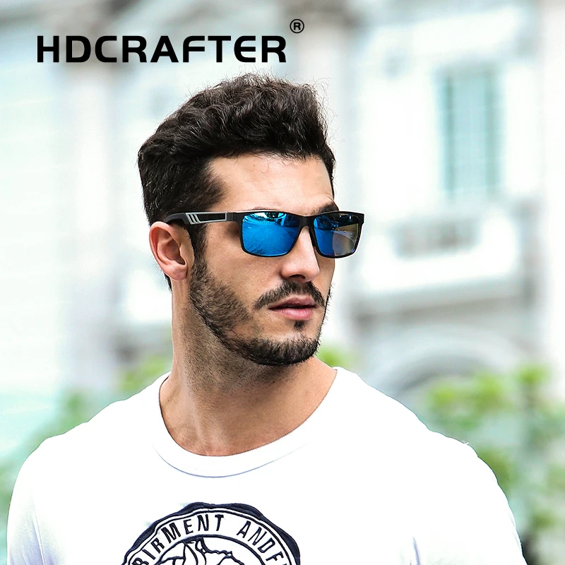 HDCRAFTER Rectang поляризационные солнцезащитные очки мужские алюминиево магниевое