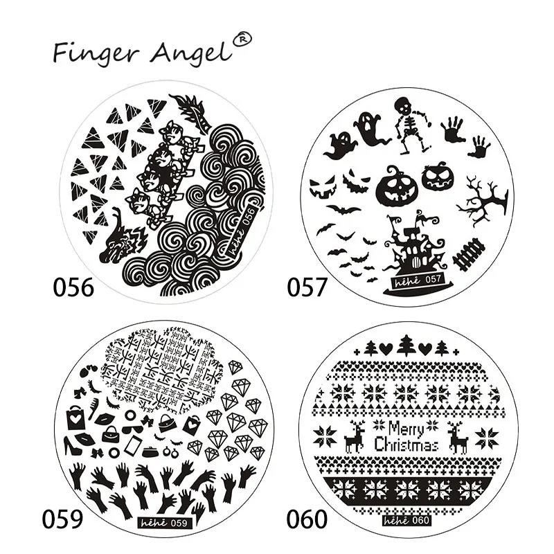 Finger Angel 1 шт. пластины для штамповки ногтей штамп изображения плацет круглый Японский мультфильм дизайн маникюр шаблон Рождественский стиль