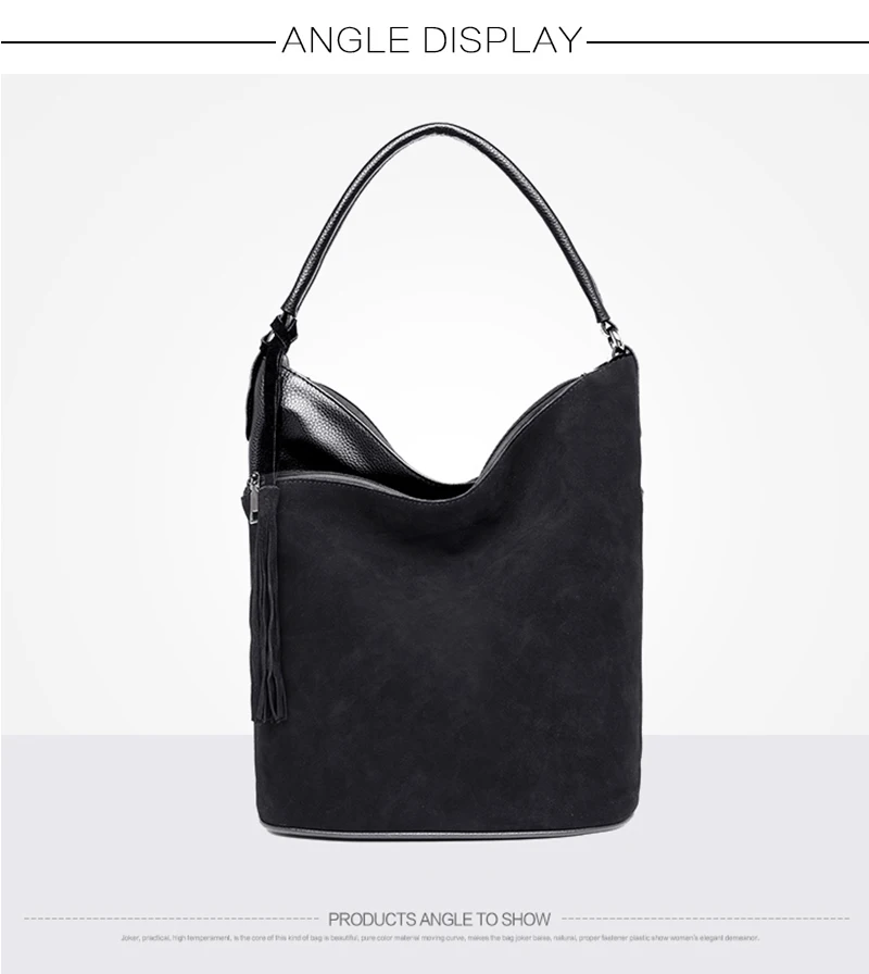 Fashion Faux Suede Luxury Handbags Women Bags Designer Tassel Bucket big Shoulder Bag 2018Sac a Main Femme High Quality Tote Bag