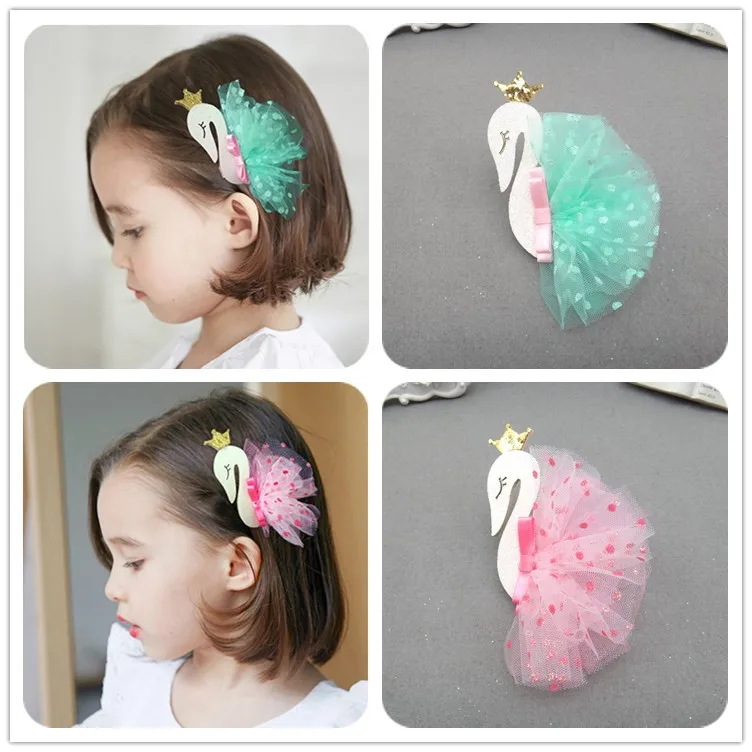 Детские заколки для волос с короной и лебедем 1 шт.|girls hair accessories|hair accessoriesbb clip |