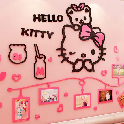 Акриловые детские 3D наклейки Hello kitty обои для детской комнаты | Дом и сад