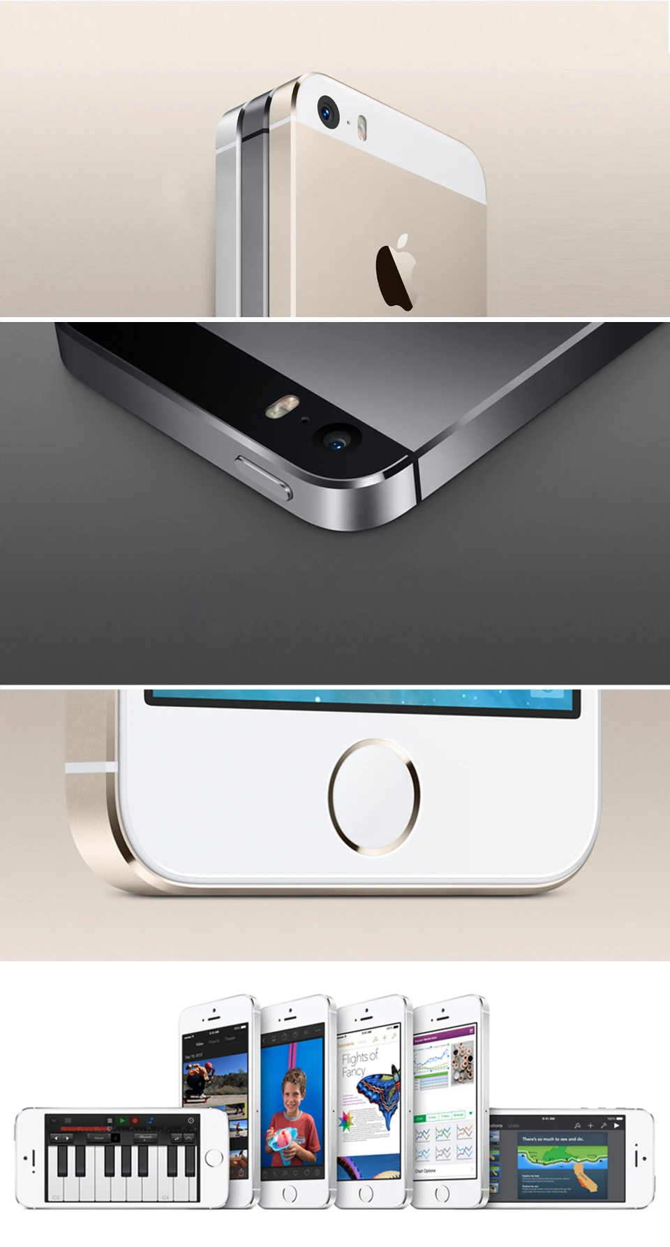 Оригинальное разблокирована Apple IPhone 5S 16 ГБ/32 ГБ Встроенная память IOS отпечатков пальцев Touch ID 4.0 ''A7 IPS 4 г LTE iPhone 5S A1533/A1457