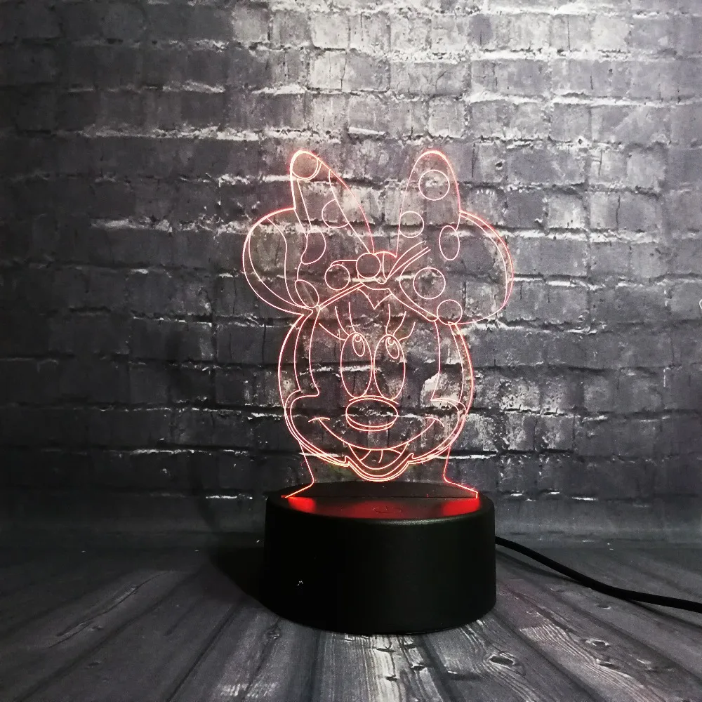 3D лампа для девочек с изображением Микки и Минни Маус, светодиодный ночник, USB, Рождественский светодиодный светильник, декоративный настольный ночник, детские игрушки, подарки