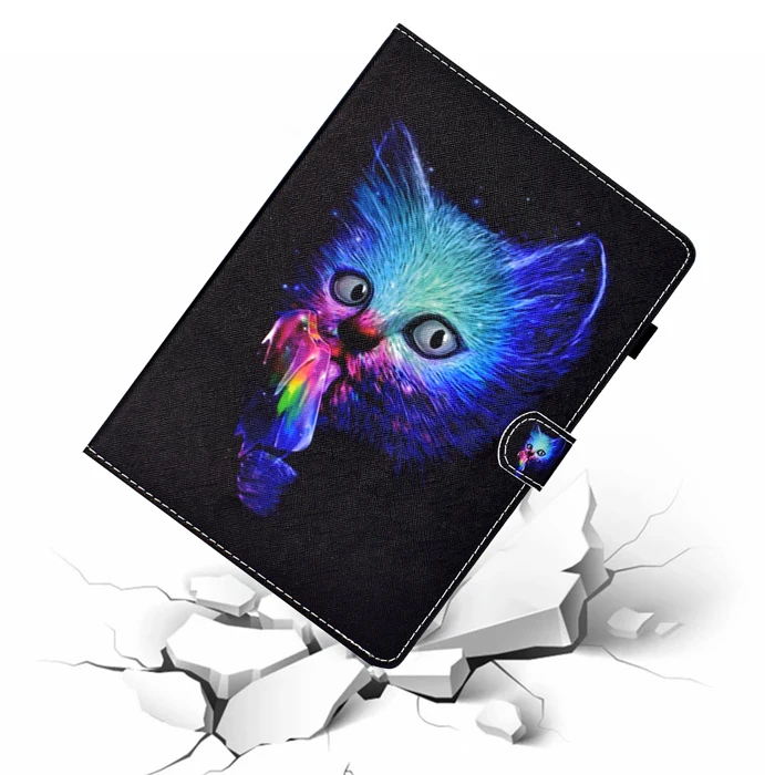 Чехол подставка для iPad 10 5 с отделением карт золотой бабочкой кошкой цветным
