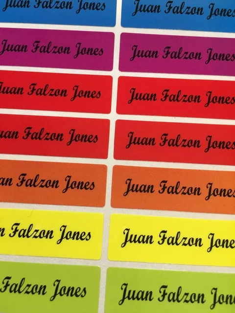 

280 pcs Personalized Name Stickers Waterproof 8 different colors Script MT Bold Font Name Labels for office books stationary