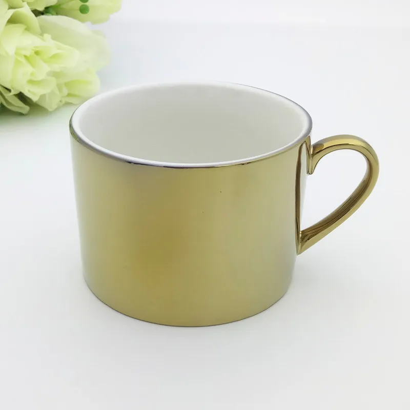 mug Керамика пластины и кружка столовые приборы круглое блюдо золотая пластина Vajilla столовая посуда набор золотистый поднос большая тарелка для фруктов Еда лоток 20/24 см - Цвет: mug