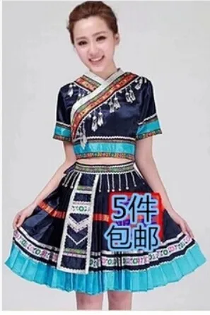 Новинка Скидка Женская одежда Hmong Miao Древние Традиционные танцевальные китайские платья плюс размер Miao Hmong одежда