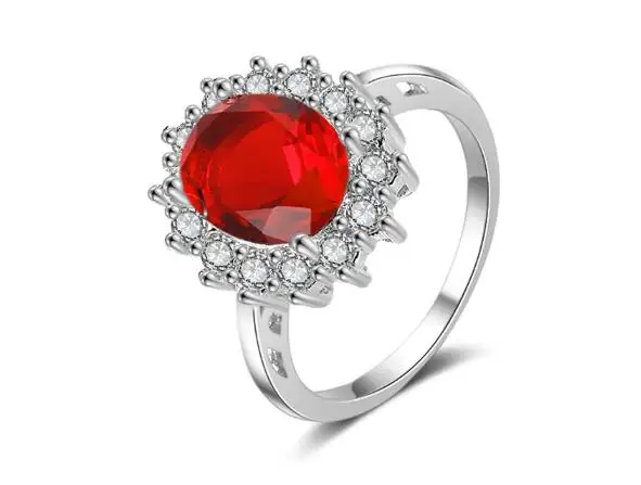 Мгновенная любовь Принцесса Диана Вильям Кейт Миддлтон 3.2ct креативный синий обручальное кольцо женский - Цвет основного камня: Silver