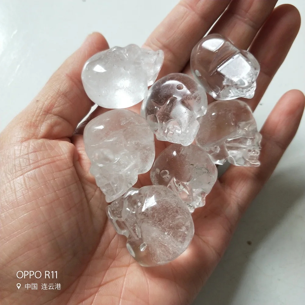 7 шт. 1 дюйм натуральный белый кристалл череп кристально чистый точная ручная