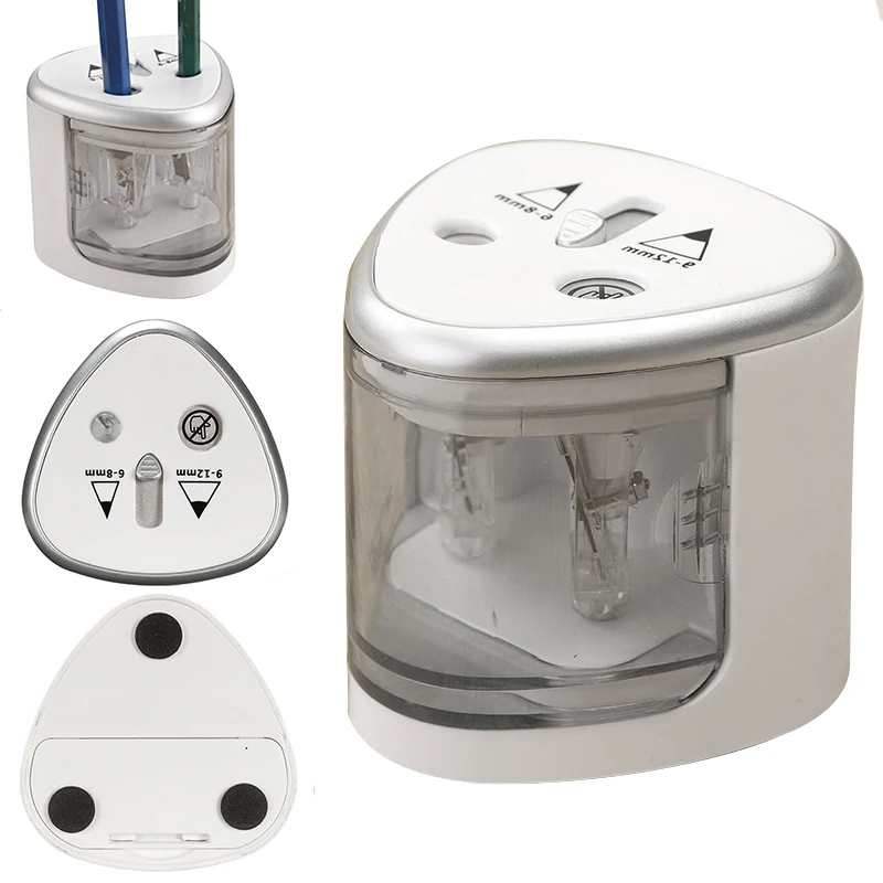 

MIRUI Electric Pencil Sharpener Plastic Pencil Sharpener Dual Holes Battery Operated School Office Stationery