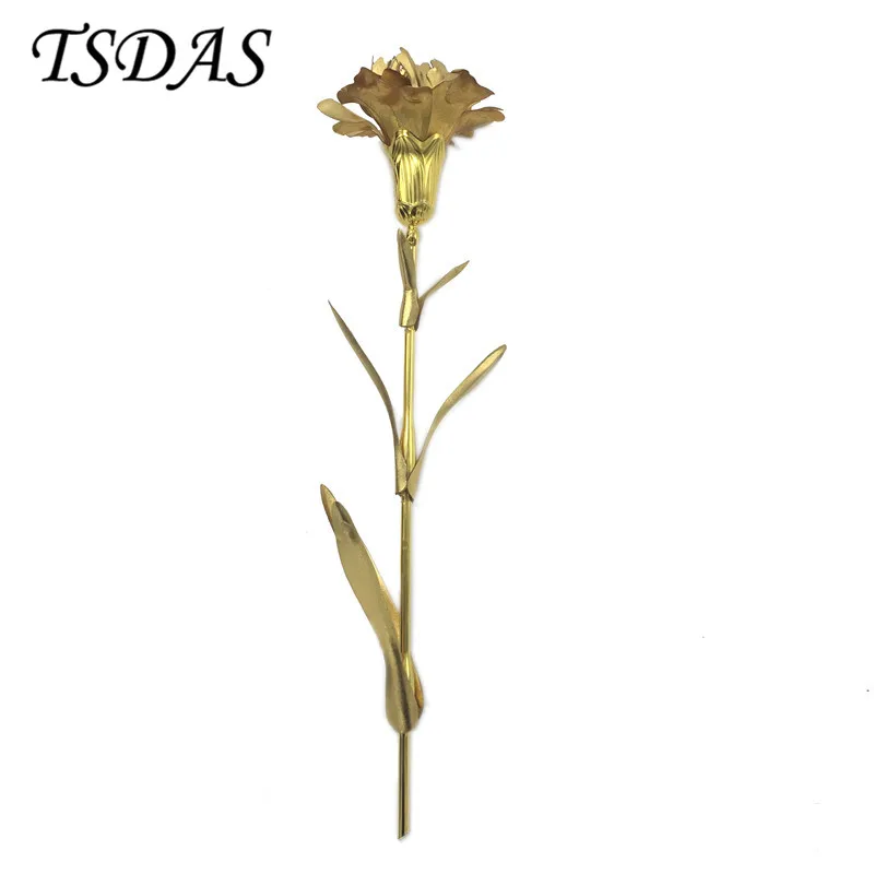 24K Gold Plated Carnation Flower Best Mother Day Gift With Beautiful Box Golden Artificial Nice Home Decoration | Дом и сад