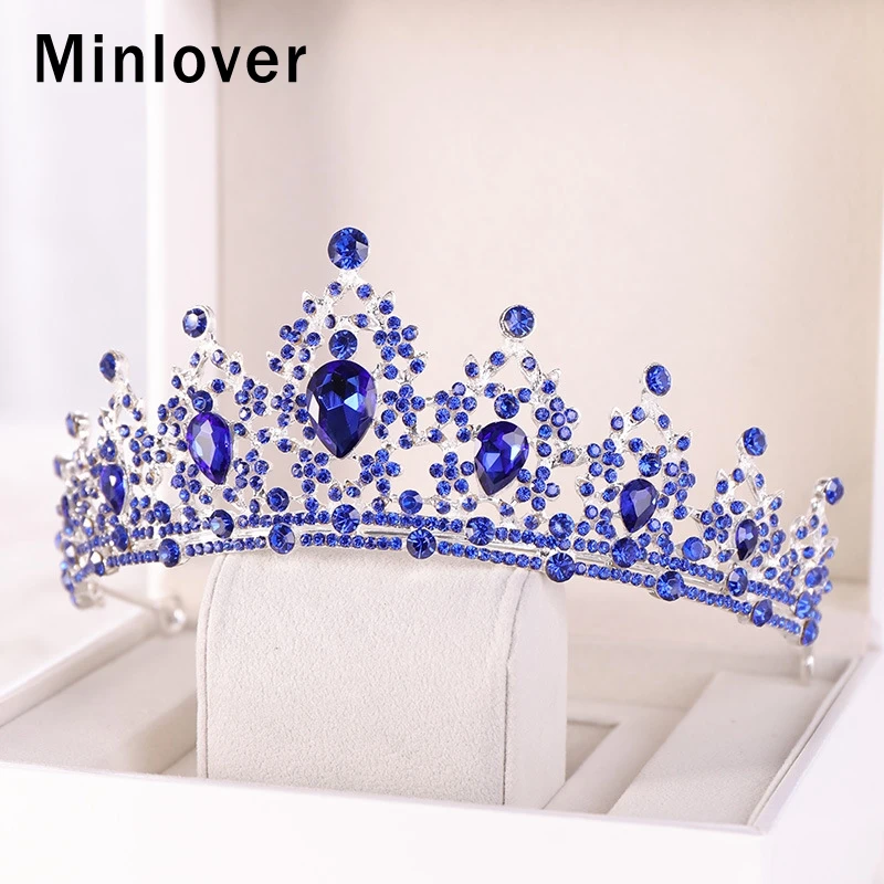 Minlover роскошный золотой цвет кристалл барокко свадебные диадемы Короны невесты аксессуары для волос принцессы головная повязка для женщин Девушка диадема G162