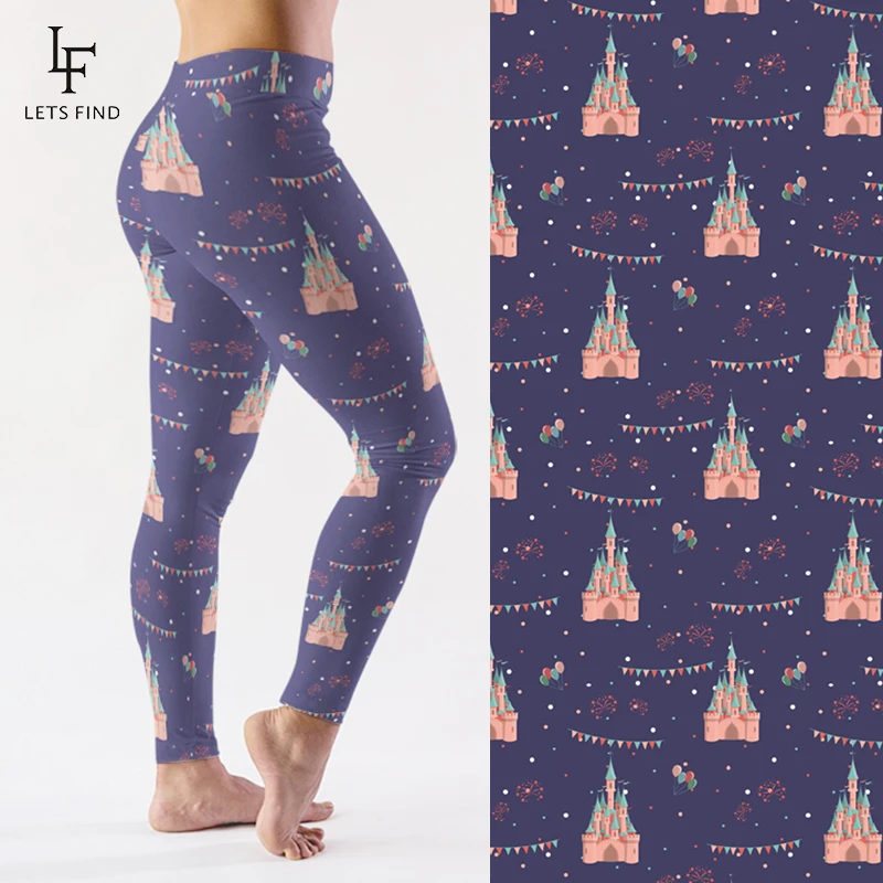 LETSFIND Brand 2019 New Arrival Women Leggings Castle Printed Legging for Woman High Waist Fitness Soft Leggings