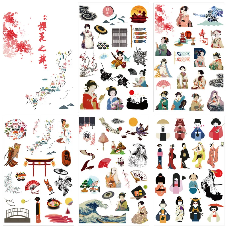 5 Sheets/Pack Creative Tokyo Story Decoration Scrapbooking Large Stickers Transparent PVC Stationery Planner | Канцтовары для офиса