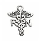 RAINXTAR сплав медицинский знак РН медсестра Подвески католические украшения фурнитура 15*21 мм, 50 шт в наборе, AAC191