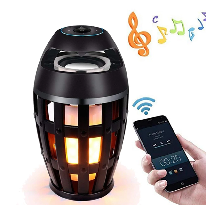 Светодиодный пламенный динамик s, Пламенный фонарь, атмосферный динамик, Bluetooth 4,0, беспроводной портативный Открытый HD аудио водонепроницаемый динамик для телефона
