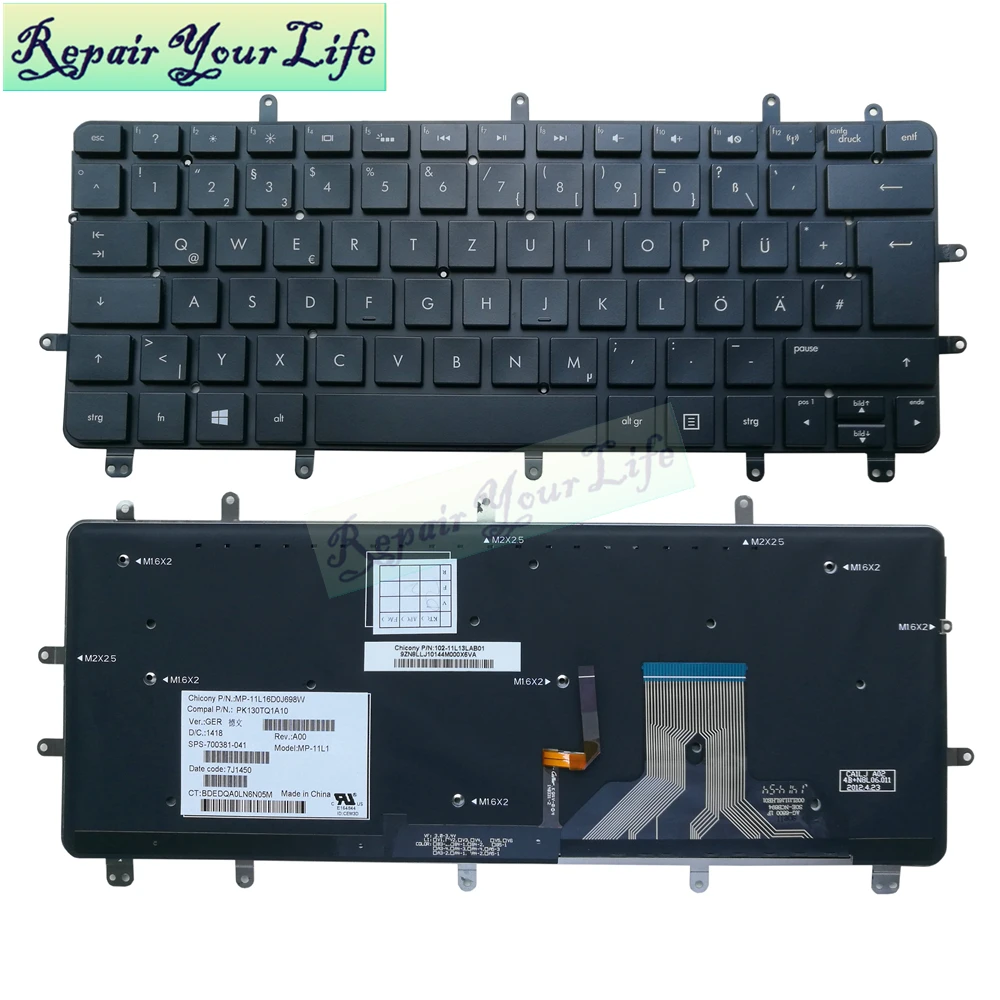 Клавиатура для ноутбука HP Envy 13 2000 SPECTRE XT PRO B000 Spectre GR оригинальная немецкая