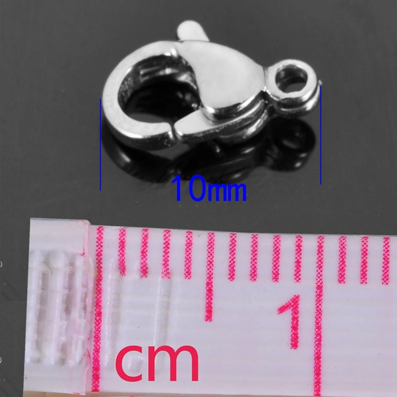 10mmx6mm 20pcs FUNIQUE 50 шт застежка из нержавеющей стали для лобстера фурнитура пять размеров Серебряный тон полированная штамповка пустая застежка для браслета сделай сам - Цвет: 10mmx6mm 20pcs