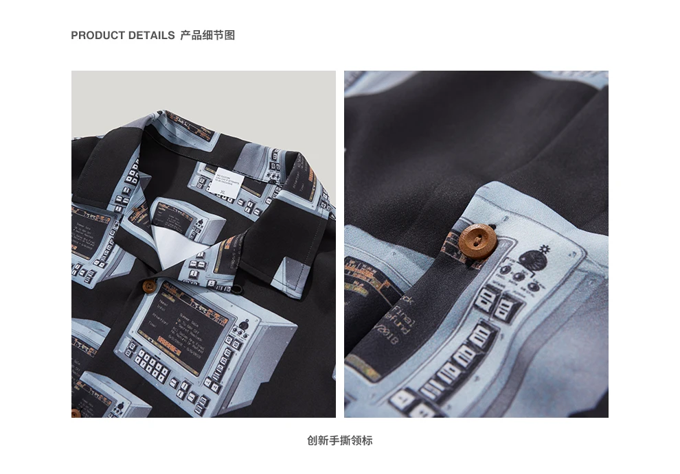 Oversize Винтаж рубашка 2019 уличная с принтом Мужская мода хип хоп Harajuku скейтборды