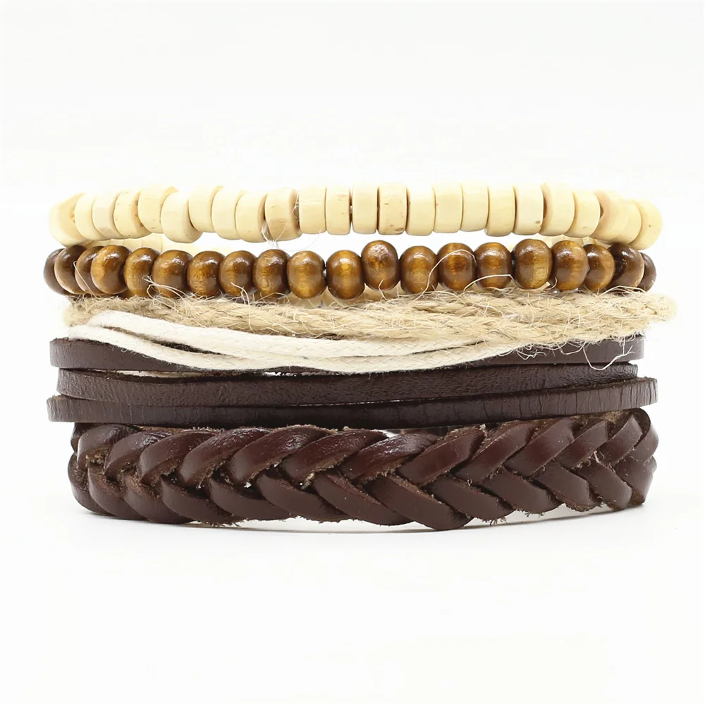 4 шт./компл. Модные Винтажные деревянные бусины ручной работы панк перо шарм