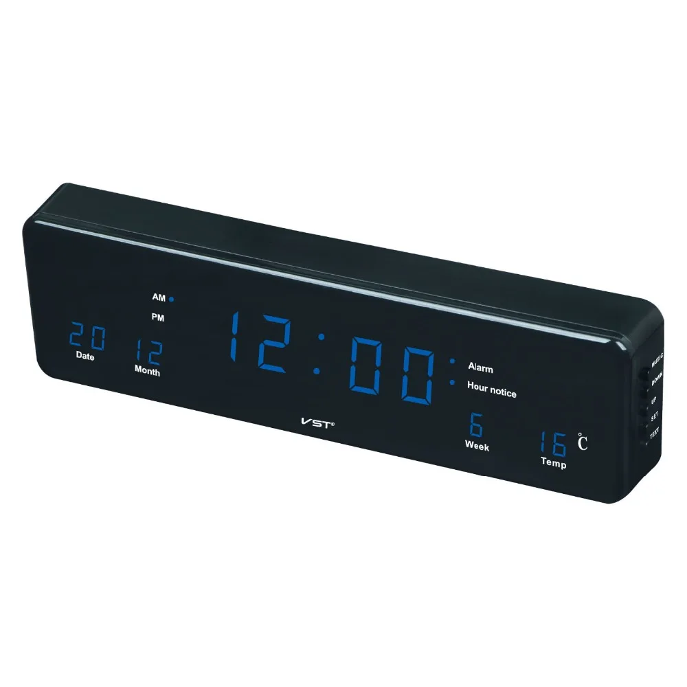 Big Number Large LCD Digital Wall Clock Electronic Table Watch Desk Clock with Temperature Calendar Bedside Nixie Wall mural