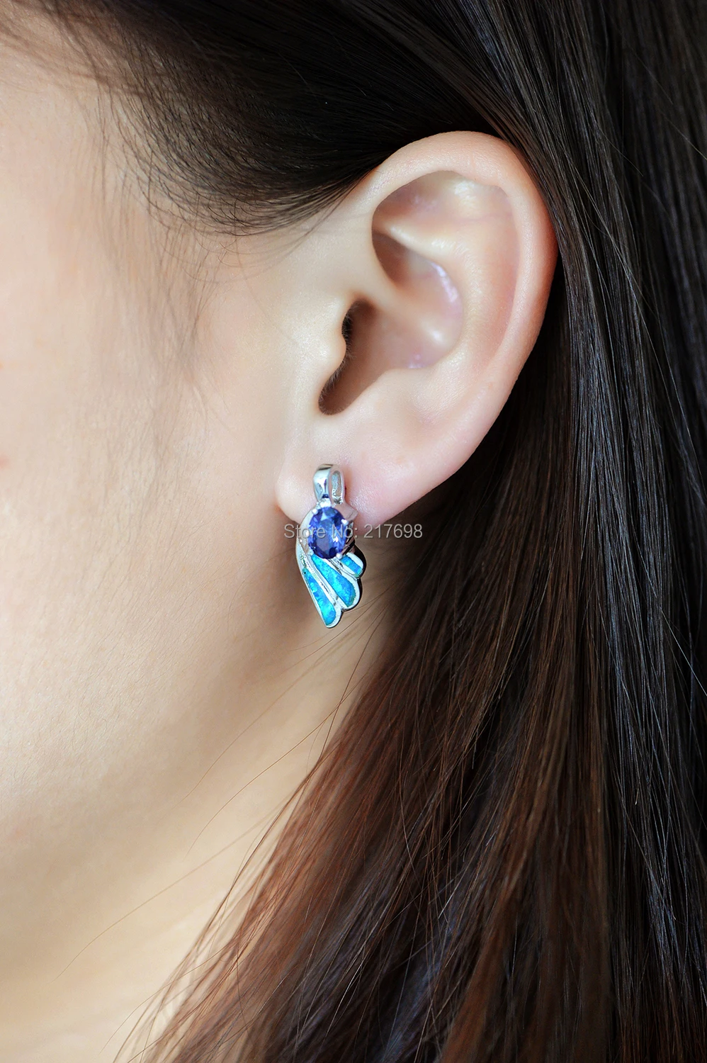 Женские серьги с опалом DORMITH из настоящего серебра голубым белым и красным огнем