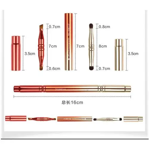 4pcs brush 1 4 многофункционального макияжа Borstel Roestvrij Staal Telescope Handvat Rayon Borstel Houten Make-up Borstel Make-up Artiest - Handle Color: 4pcs brush 1