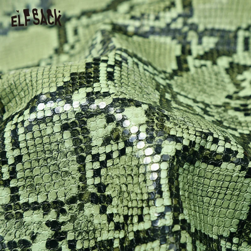 ELF SACK армейская зеленая змея кожа женские юбки модные средняя посадка А-силуэта