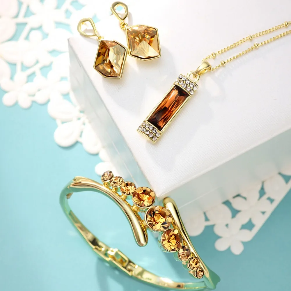 Neoglory Кристалл и стразы комплект ювелирных изделий благородный стиль ожерелье &