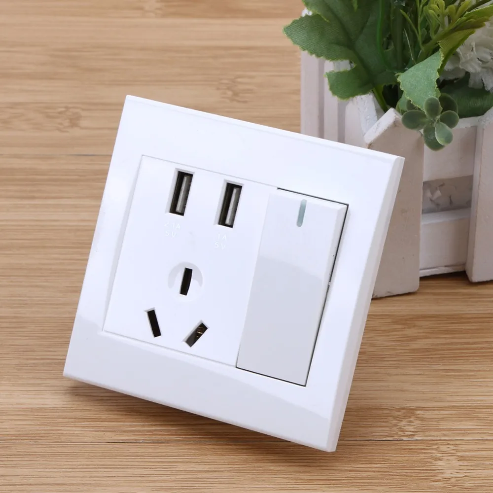 Двойной USB порт светодиодный 2.1A Электрический Настенный адаптер зарядное