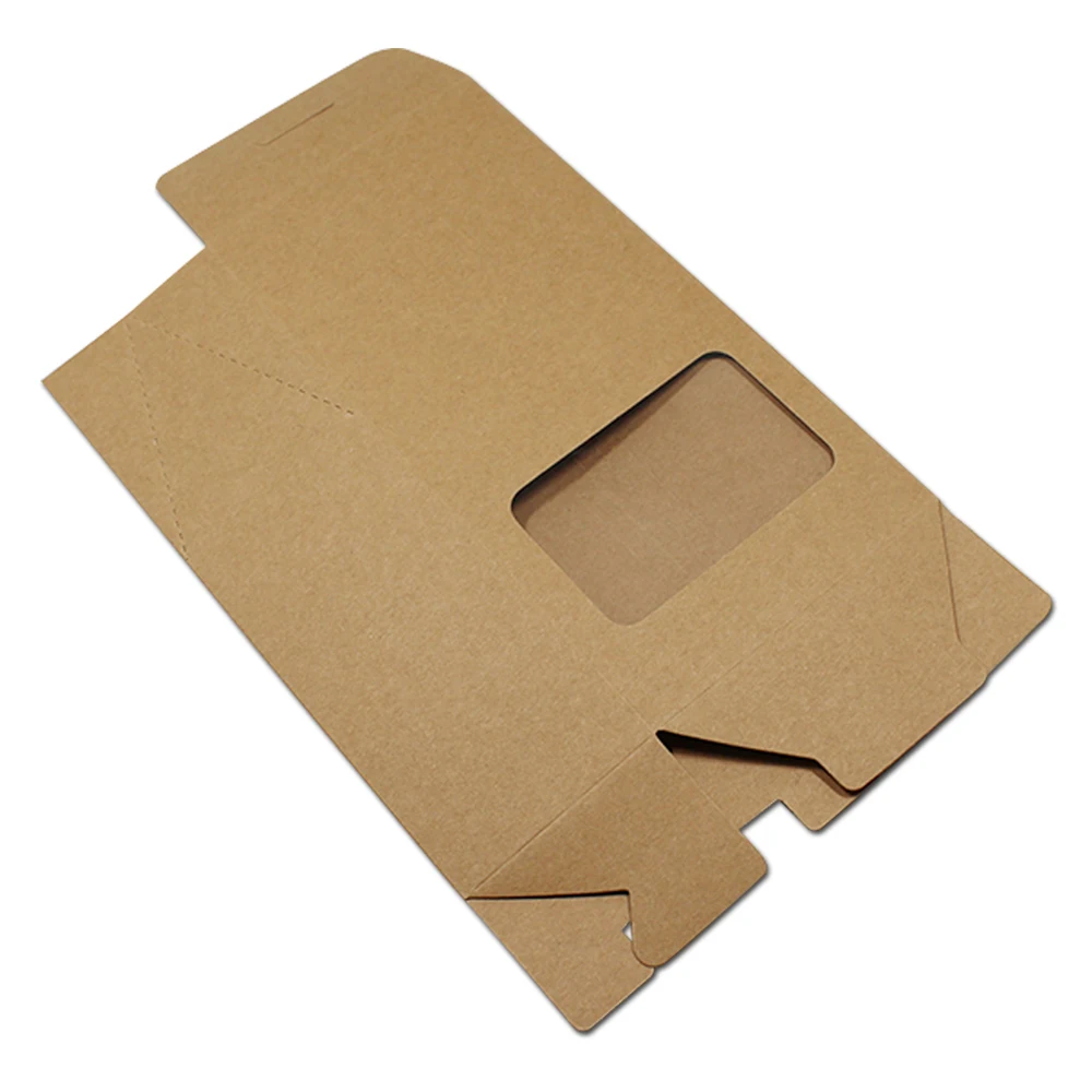 25 шт. картонная коробка из коричневой крафт-бумаги с окном подарочная упаковка
