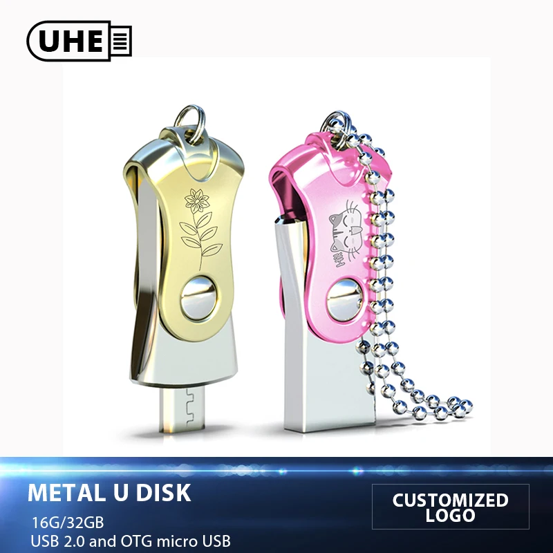UHE USB Flash Drive 32GB 3.0 Pendrive For PC Metal flash disk for Iphone 8 plus pen drive personalizado OTG flashdisk | Компьютеры и