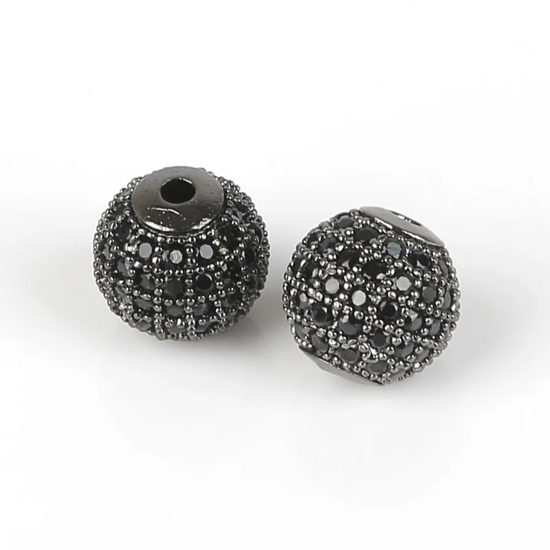 Gunmetal Модные медные бусины-разделители Micro Pave Кристалл Кубический цирконий Корона Леопард шлем Череп круглые бусины Подвески на браслеты для ручного творчества - Цвет: Gunmetal