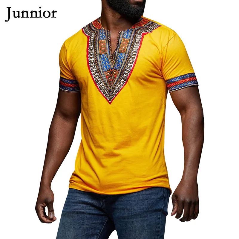 Junnior Летняя мужская Национальная Футболка Винтаж v-образный вырез короткий рукав