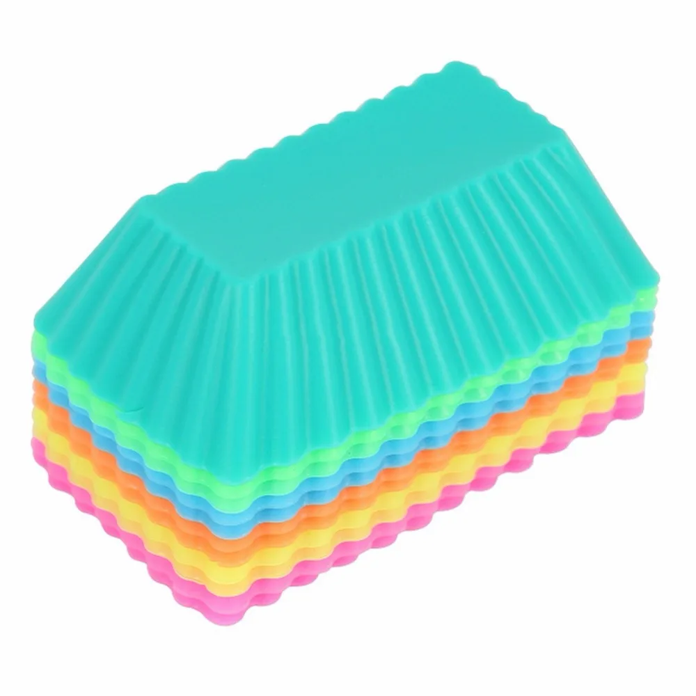 6 шт. мини Прямоугольная форма силиконовая для кексов выпечки лоток формы Стакан