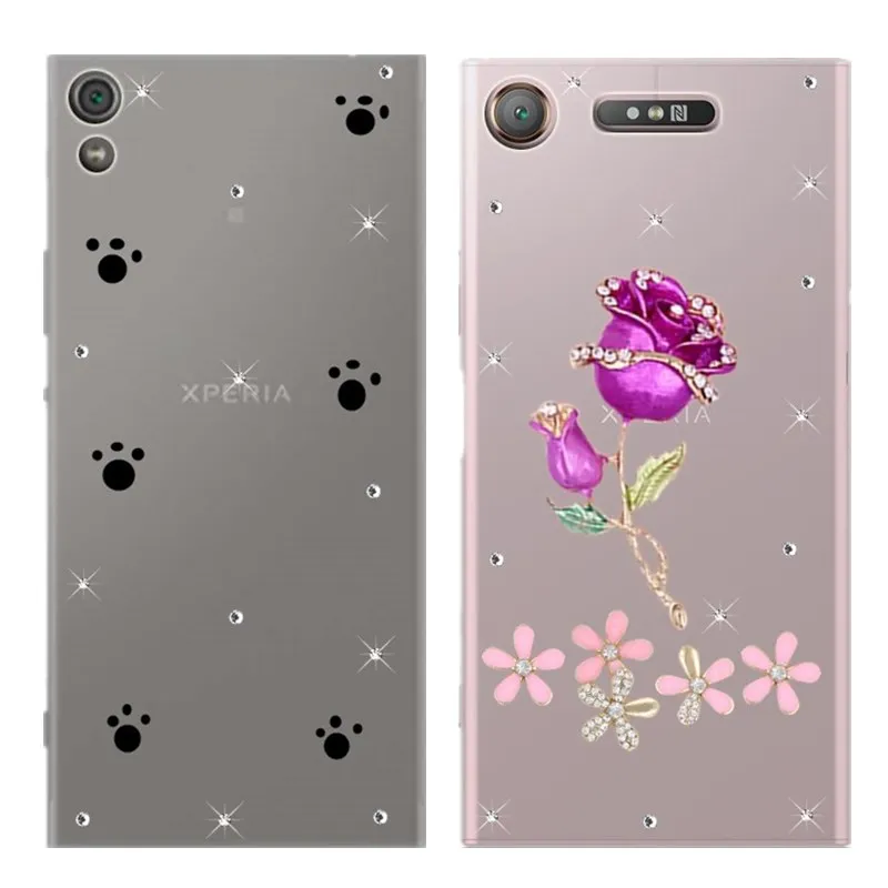 Прозрачные чехлы со стразами для телефонов Sony Xperia XA1 Ultra Plus XA2 XA XZ XR XZ3 XZ2 Premium XZ1 Compact |