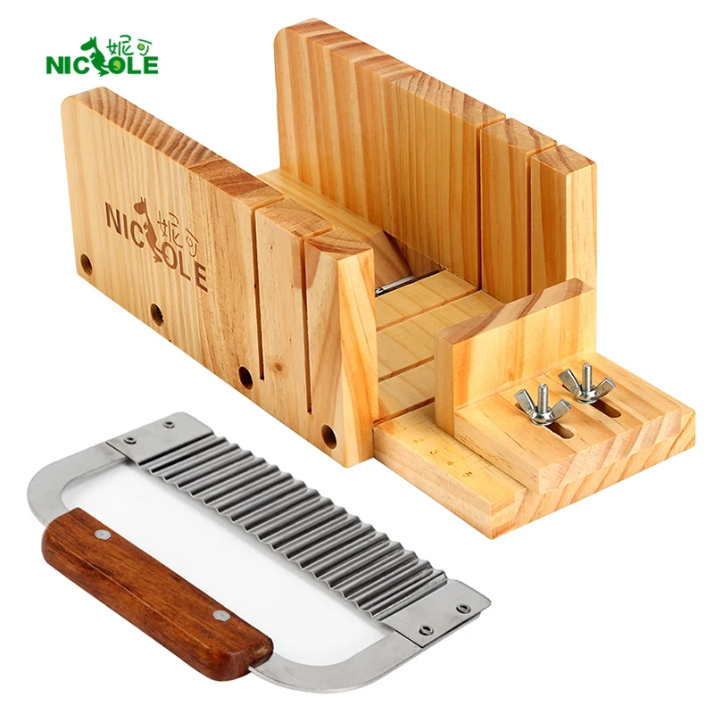 

Nicole Soap Making Supplies Adjustable Wood Cutter Box Stainless Steel Wavy Cutting Tools Kit