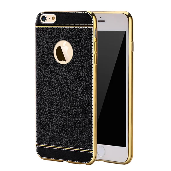 HIXANN Litchi grain luxury Plating TPU silicone mobile phone case For iphone 6 6s plus 7 Frame clear cover iphone6 |