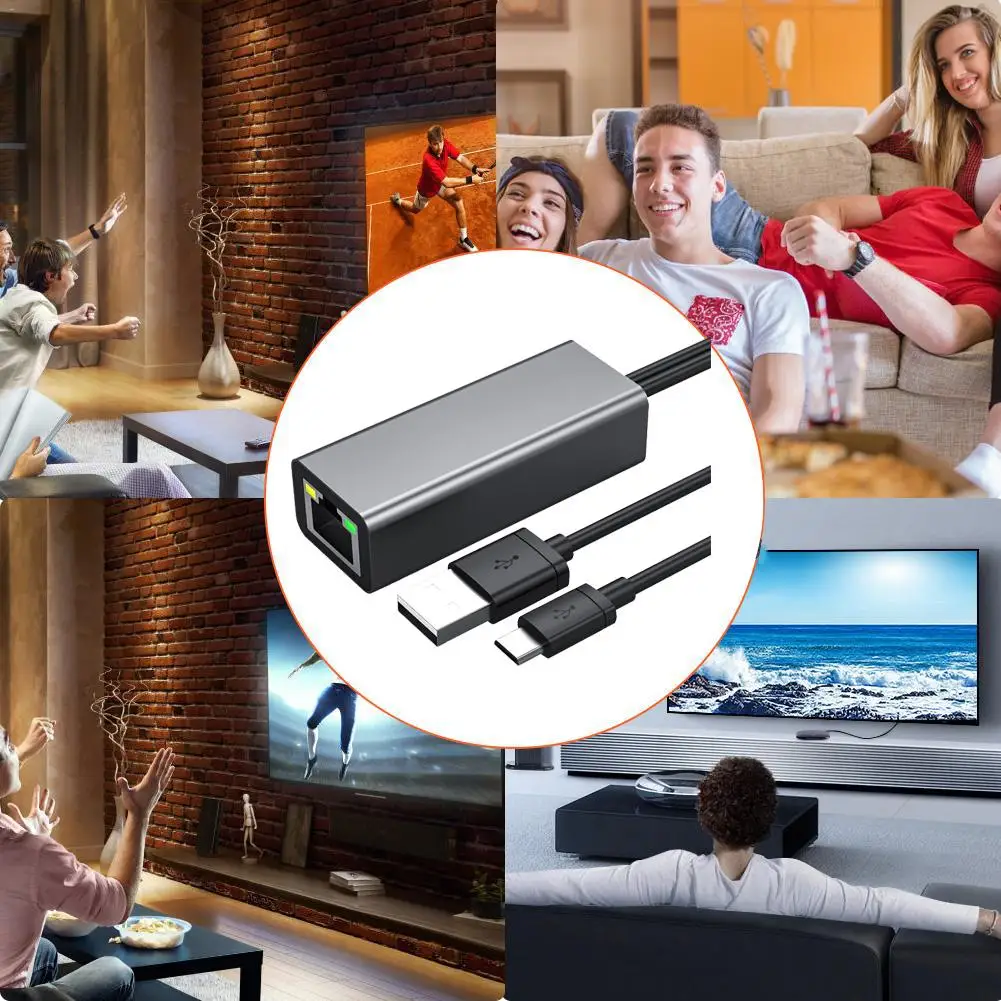 Ethernet-адаптер для Fire TV Stick RJ45 10/100 Мбит/с 100 м кабель-преобразователь Smart Tv 3 футов