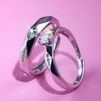 huitan couple rings with his queen her king for partner valentines day gift cubic zircon stone engagement ring for couple