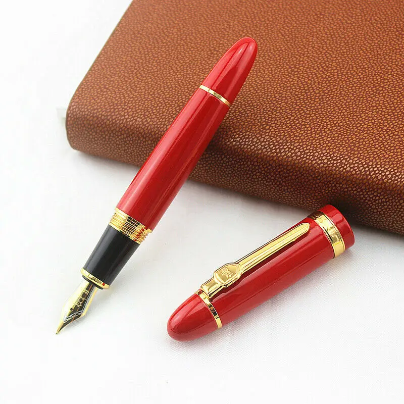 Red Gold Clip Bobby запустил Jinhao 159 большой размер авторучка с винтовой крышкой тонкий наконечник канцелярские товары офисные школьные принадлежности penna stilografica - Цвет: Red Gold Clip