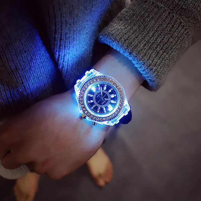 

Silicone LED Luminous Fashion Ladies Outdoor Watch Women's Men colorful Sports WristWatches Men Watch Clocks Relogios Masculino