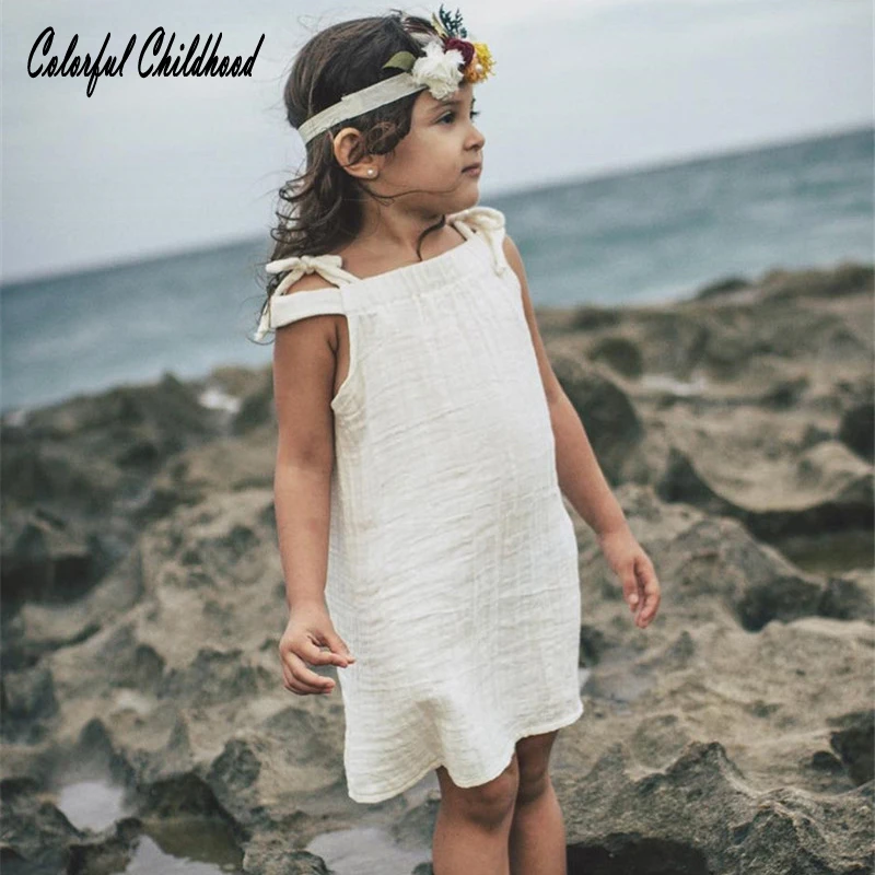 

0-24M Baby Girls Dress Summer Beach style strap cotton for Toddler Girl Clothing