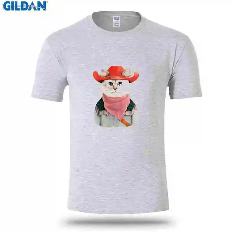 Модная футболка для Для мужчин Экипаж шеи хип-хоп топы Rodeo Cat футболки мужской