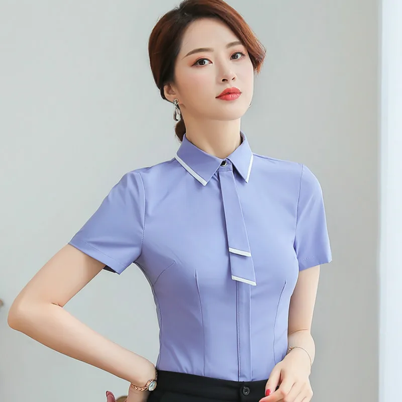 Women Tops 2019 Summer White Professional Shirt Short Sleeve Is Decorated with Clothes Temperament Large Size Women's Clothing | Женская