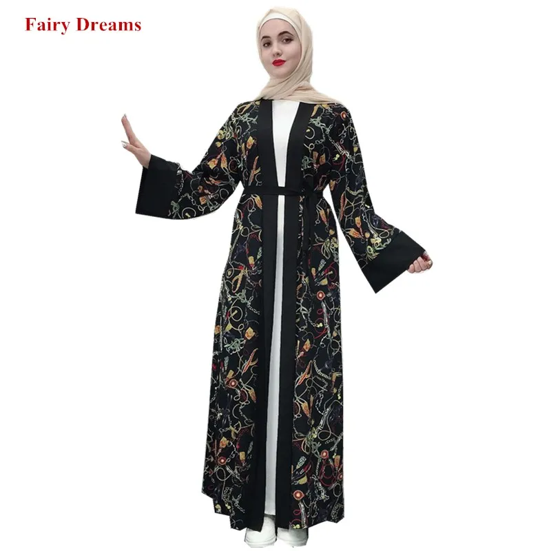Женское кимоно с открытой передней частью Abaya в Дубае мусульманское платье для