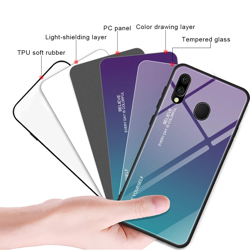 Градиентный цветной стеклянный чехол для телефона Samsung Galaxy A50 A30 A70 A20E жесткий M20 M10