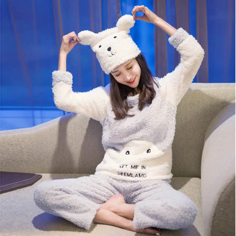 FL023C корейский Кардиган Женская пижама Пижама для сна Mujer Kawaii пижамный комплект кигуруми пижамы Женская пижама Femme Ночной костюм