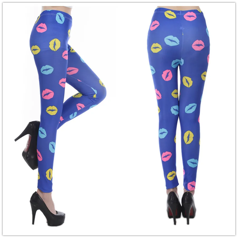 Модные камуфляжные леггинсы Godier с принтом губ обтягивающие для фитнеса женские